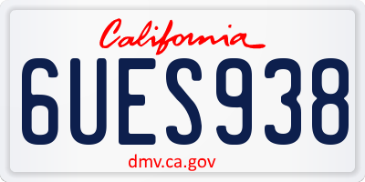 CA license plate 6UES938