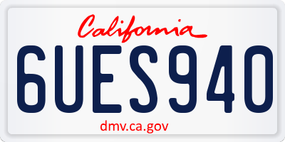 CA license plate 6UES940