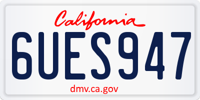 CA license plate 6UES947