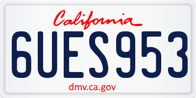 CA license plate 6UES953