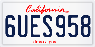 CA license plate 6UES958