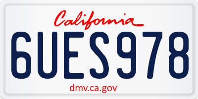 CA license plate 6UES978