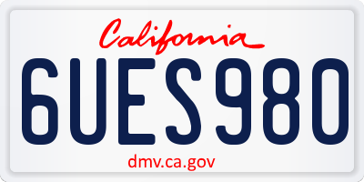 CA license plate 6UES980