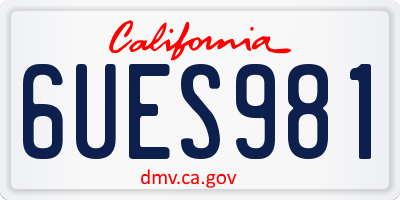 CA license plate 6UES981