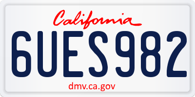 CA license plate 6UES982