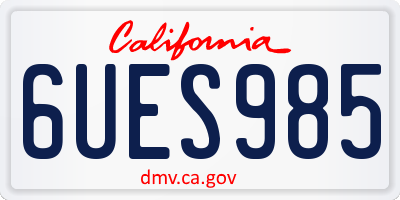 CA license plate 6UES985