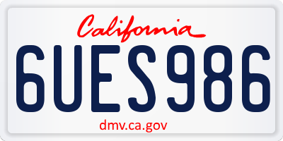 CA license plate 6UES986
