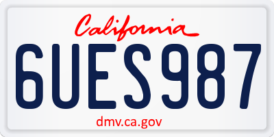 CA license plate 6UES987