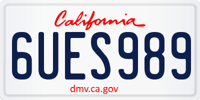 CA license plate 6UES989