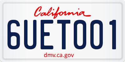CA license plate 6UET001