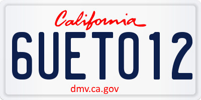 CA license plate 6UET012