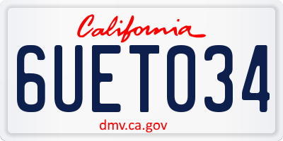 CA license plate 6UET034