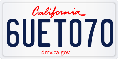 CA license plate 6UET070