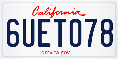 CA license plate 6UET078