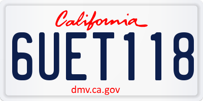 CA license plate 6UET118