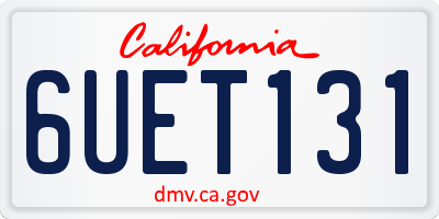 CA license plate 6UET131
