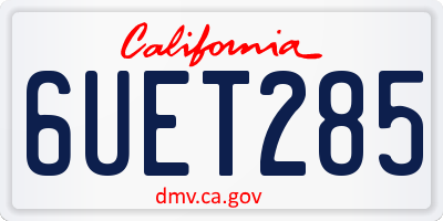 CA license plate 6UET285