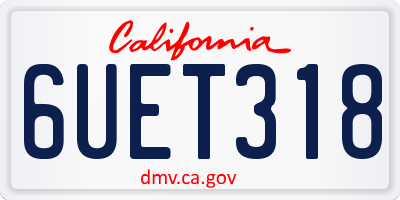 CA license plate 6UET318