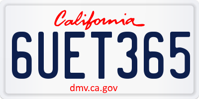 CA license plate 6UET365
