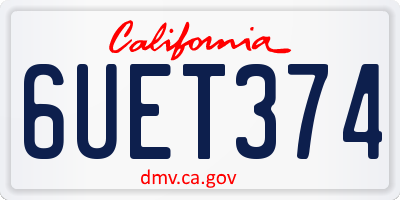 CA license plate 6UET374