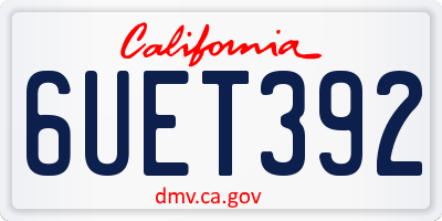 CA license plate 6UET392