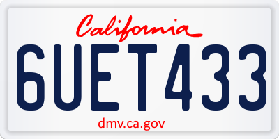 CA license plate 6UET433