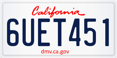 CA license plate 6UET451