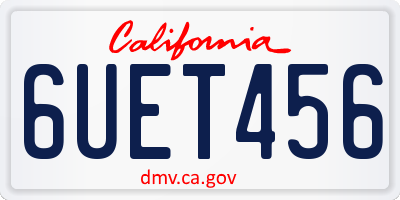 CA license plate 6UET456