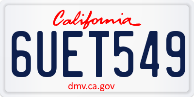 CA license plate 6UET549