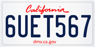 CA license plate 6UET567