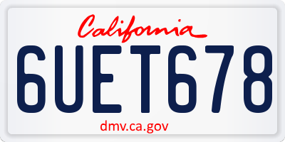 CA license plate 6UET678