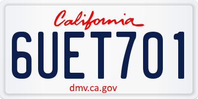 CA license plate 6UET701