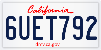 CA license plate 6UET792