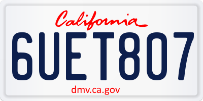 CA license plate 6UET807