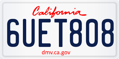 CA license plate 6UET808