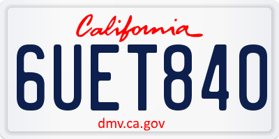 CA license plate 6UET840