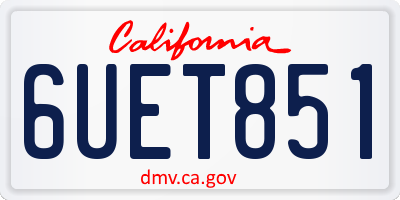 CA license plate 6UET851