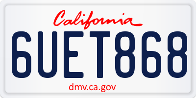 CA license plate 6UET868
