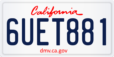 CA license plate 6UET881