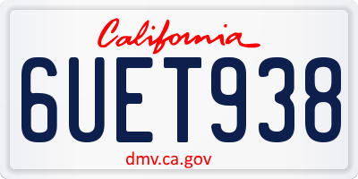 CA license plate 6UET938