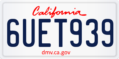 CA license plate 6UET939
