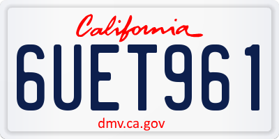 CA license plate 6UET961