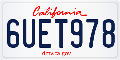 CA license plate 6UET978