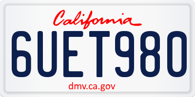 CA license plate 6UET980