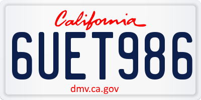 CA license plate 6UET986