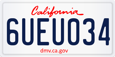 CA license plate 6UEU034