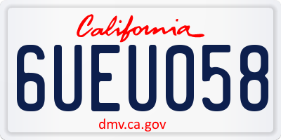 CA license plate 6UEU058