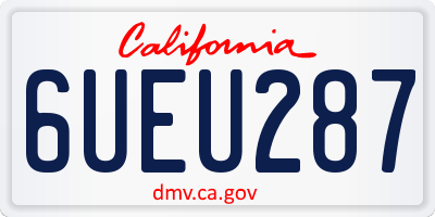 CA license plate 6UEU287