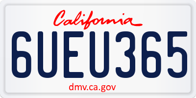 CA license plate 6UEU365
