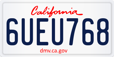 CA license plate 6UEU768